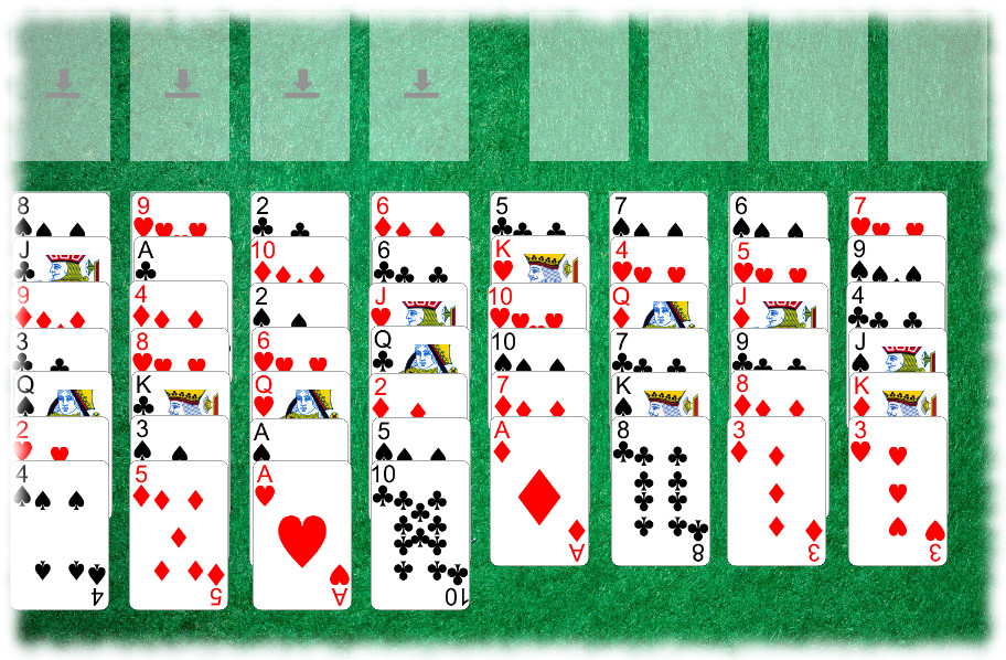 Initial freecell layout (Solitaire Whizz for iPad)