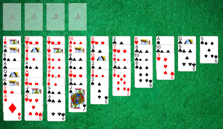 Initial Simple Simon layout (Solitaire Whizz for iPad)