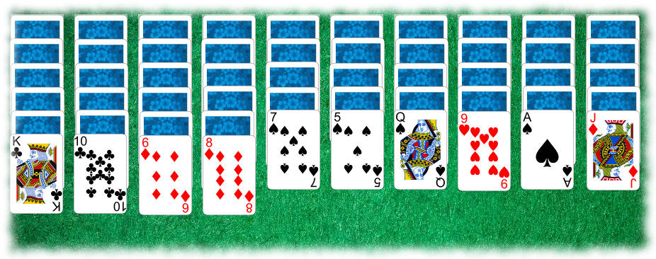 Spider solitaire layout (Solitaire Whizz for iPad)
