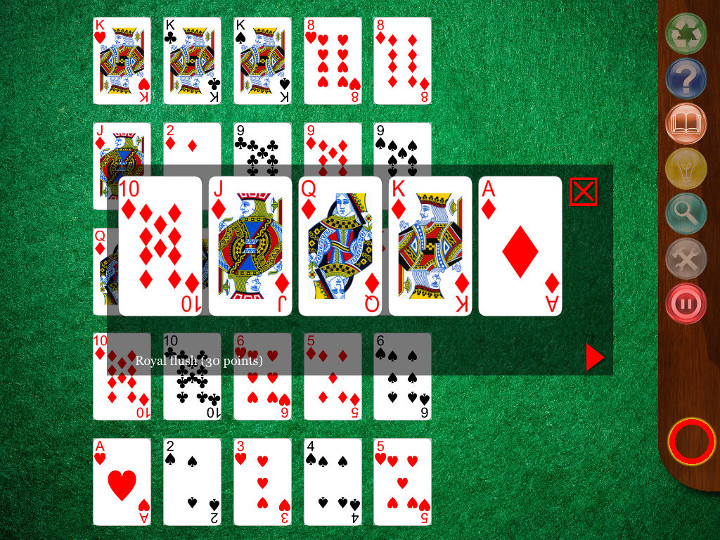 Layout for Poker Solitaire (Solitaire Whizz for iPad and macOS)